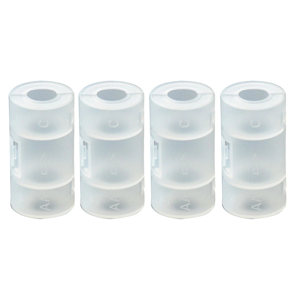 Boîte de rangement de batterie transparente, taille LR06 AA à C LR14, support d'adaptateur de batterie AA à C, boîtier convertisseur commutateur 5x2.6cm, 2/4 pièces