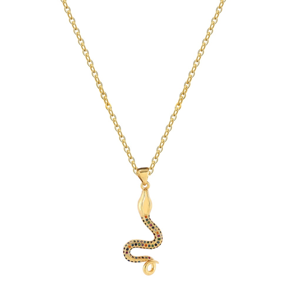 Rainbow CZ snake Gold Necklace For Women Zirconia snake Pendant Long adjustable Chain women's Necklace Charm Jewelry: snake16