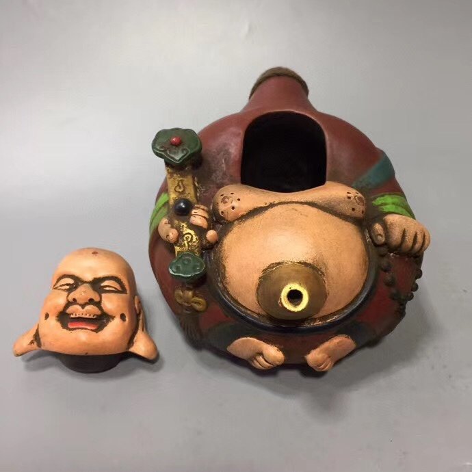 Prachtige antieke beschilderde lakwerk (maitreya lachende boeddha pot) decoratie