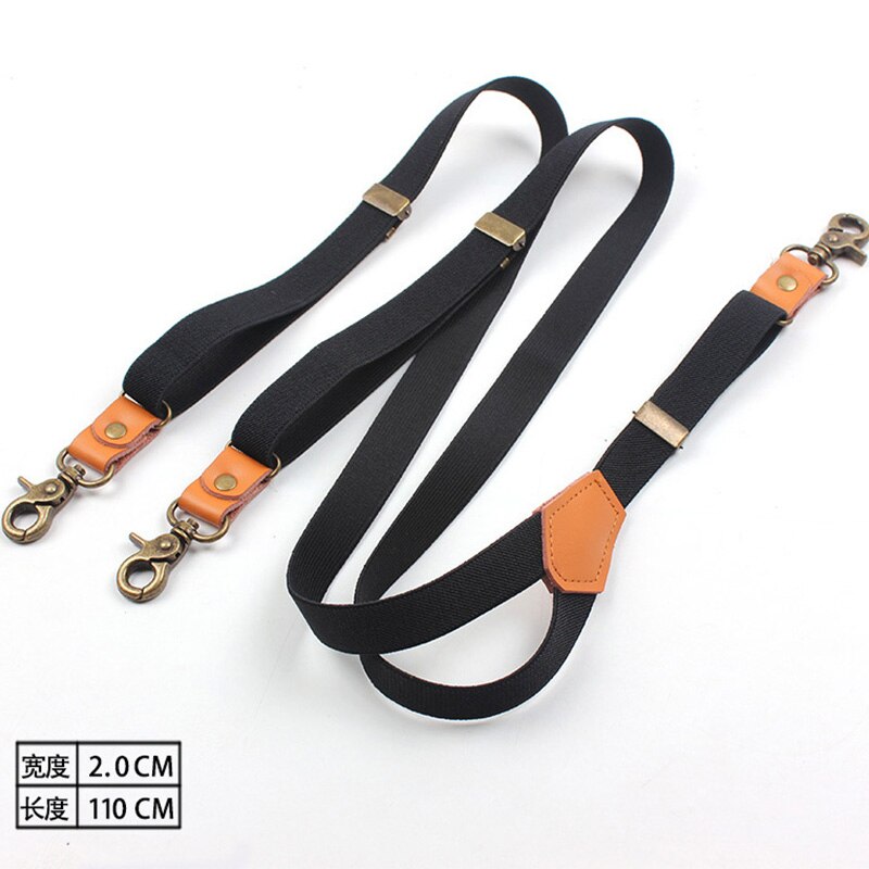 Heavy Duty Suspender for Men Black Hook Suspenders Studded Vintage Bib Straps 2*110cm Adjustable Elastic Trouser Braces Straps