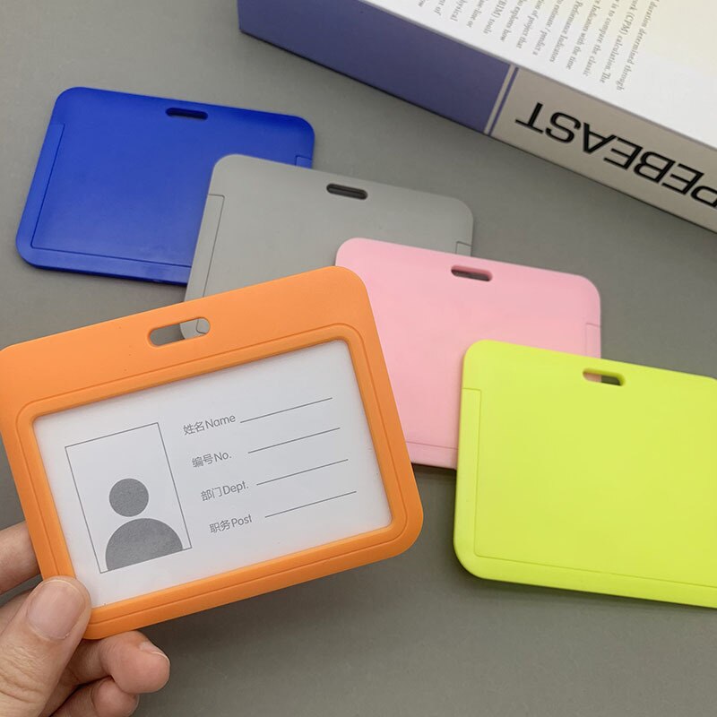 Vrouwen Mannen Plastic Id Credit Bank Kaarthouder Studenten Bus Card Case Lanyard Werknemer Effen Kleur Identiteit Badge Kaarten Cover