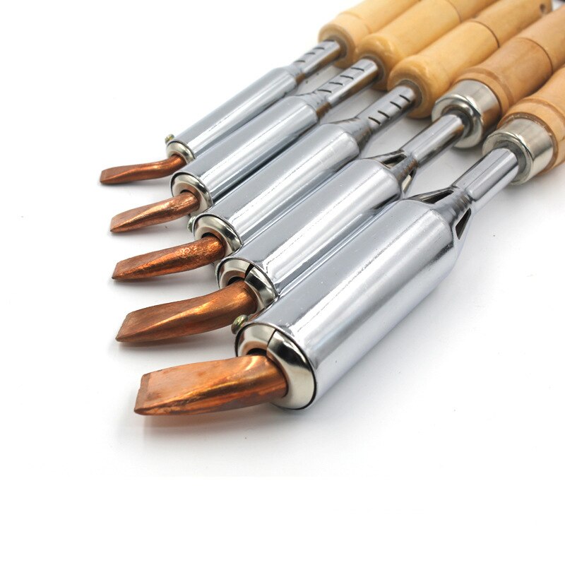220V 75/100/150/200/300W Duty Electric Soldering Gun Iron High Power Chisel Tip Soldering Iron Chisel Tip Wood Handle Solder