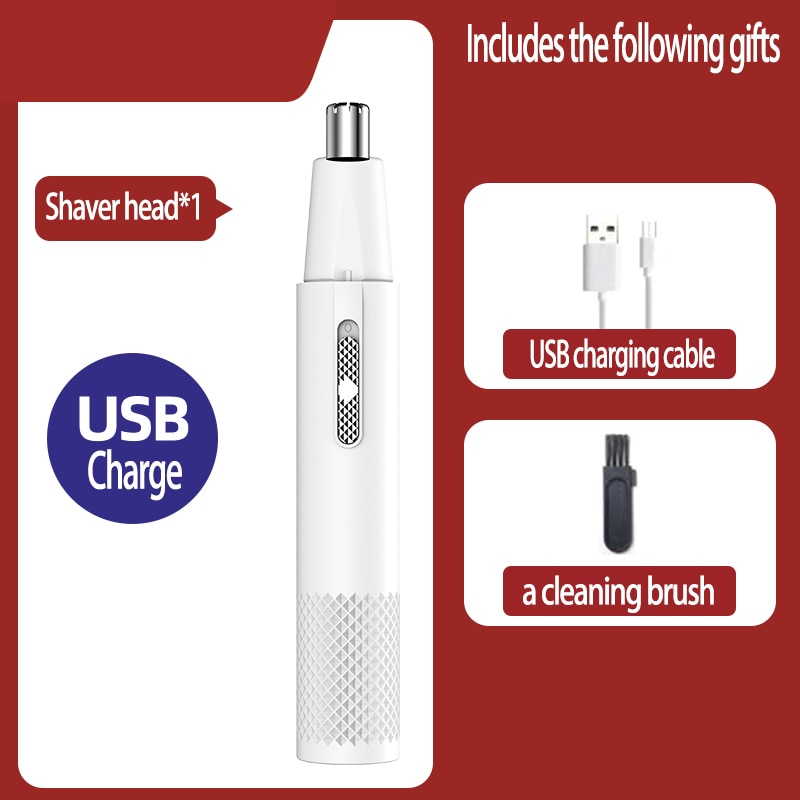 Nez Tondeuse À Cheveux USB De Charge Nouvelle Électrique Portable Hommes Mini Nez Tondeuse À Cheveux: WHITE