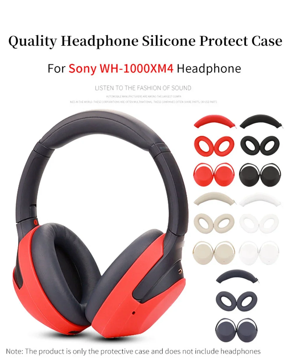 Funda protectora de silicona suave para auriculares Sony WH-1000XM3/4, funda protectora de auriculares de