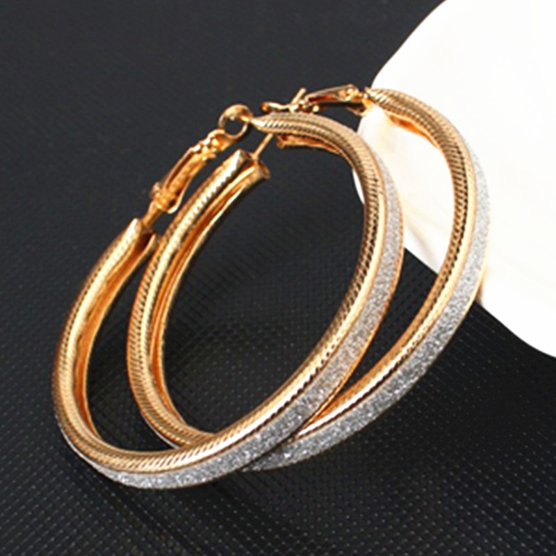 E047 Goud Zilver Kleur Hoop Earring Voor Vrouwen Charmante Grote Grote Ronde Cirkel Earring Party Bruiloft Sieraden