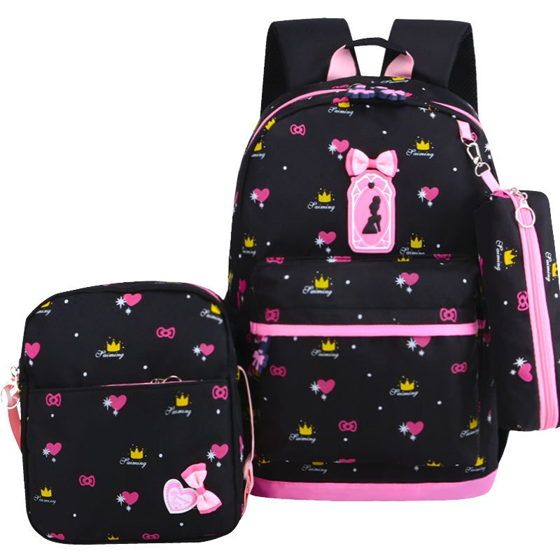 3 stks/set Leuke Boog School Rugzak Voor Meisjes Afdrukken Meisjes School Tassen Kids Rugzak Meisjes Student Schooltassen Student Mochila: A3