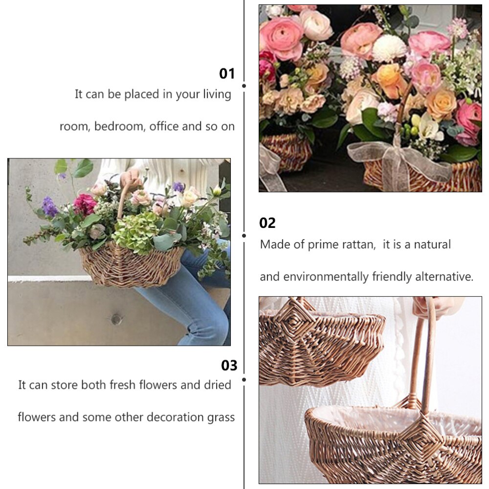 Kształt arbuza tkane rattanowe kosz na kwiaty pojemnik na rośliny delikatny pleciony kosz