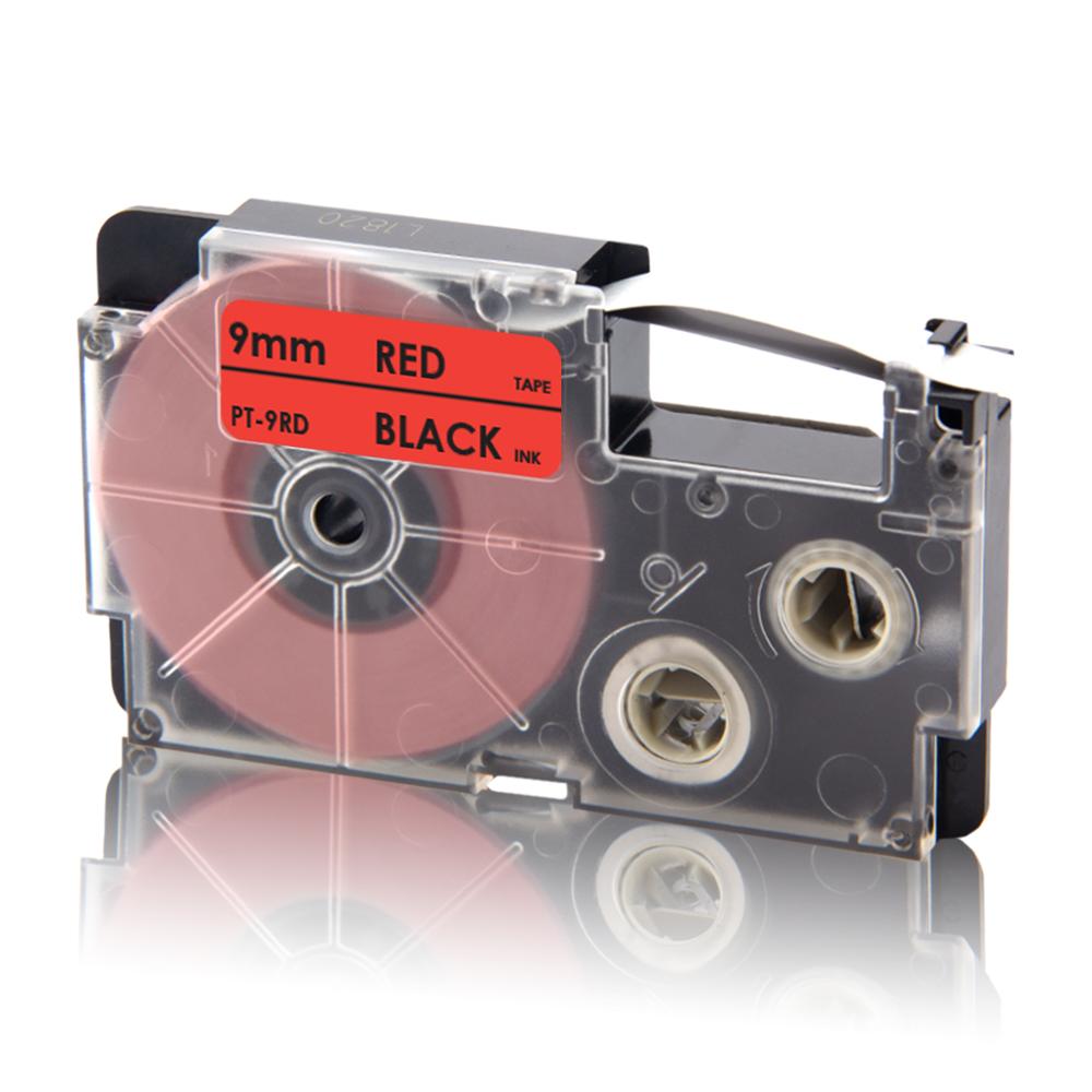 UniPlus XR-9WE Label Tapes Compatible Casio 9mm XR 9WE Black on White for KingJim Label Printer KL-M5 KL-M6 KL-M7 KL-M20 KL-M30: Black on Red