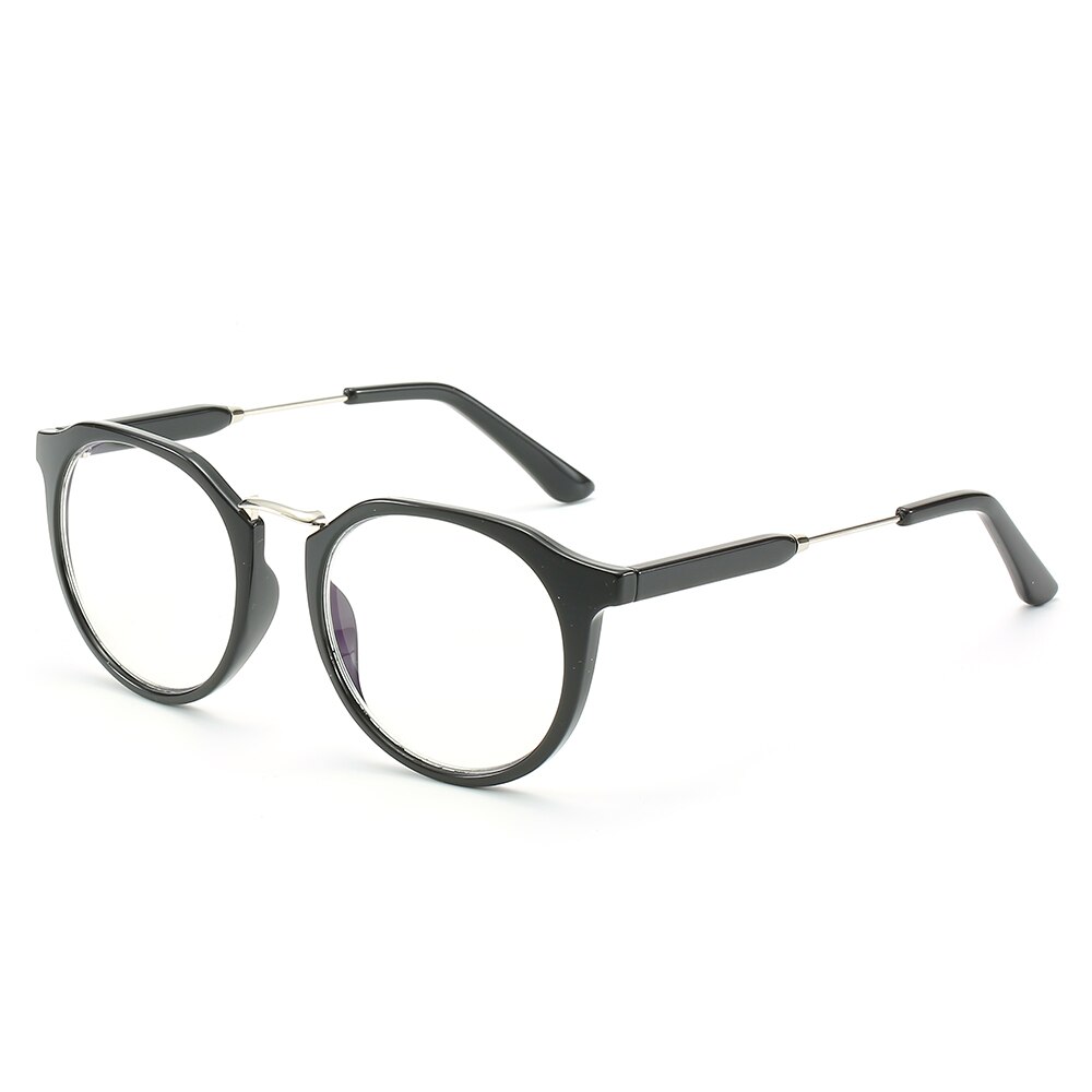 Gafas de protección contra luz azul redondas ZENOTTIC, montura transparente de rayos azules para mujer y hombre, gafas para juegos de ordenador: black