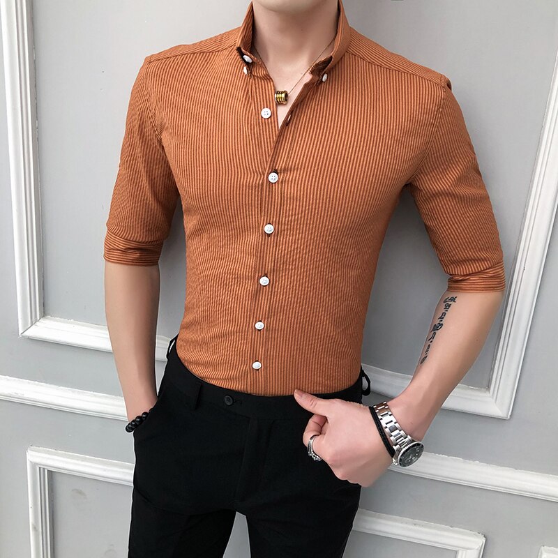 Smarte skjorter til mænd forår sommer klassisk business arbejdsskjorte herre halværmet slim fit afslappet bluse herretøj 3xl