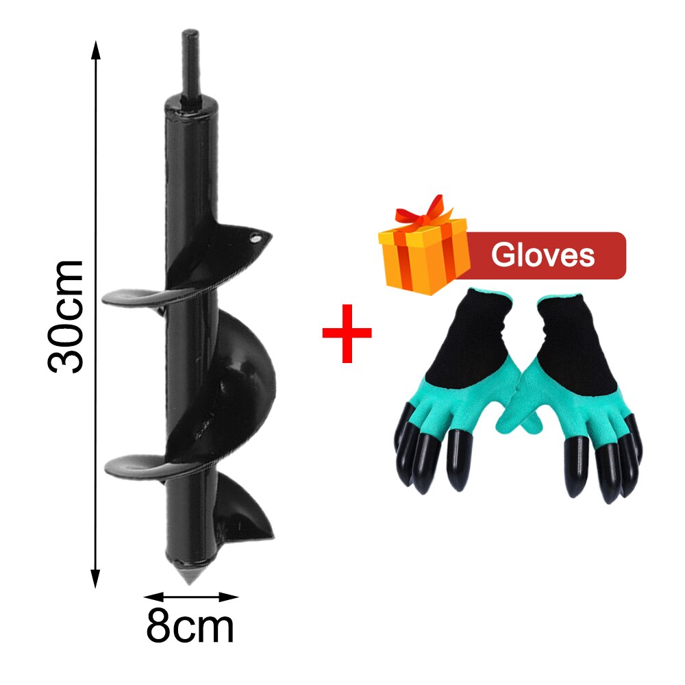 Tuin Vijzel Boor Tool Spiraal Gat Digger Ground Boor Aarde Boor Voor Zaad Planten Tuinieren Hek Bloem Planter Digger: 8X30cm