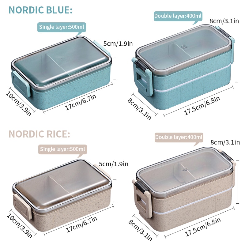 Caja de almuerzo de paja de trigo Bento cajas de microondas vajilla de almacenamiento de alimentos caja de alimentos
