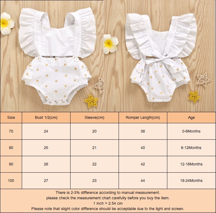 Cotton Newborn Baby Girls Bodysuits Clothes Infant Toddler Princess Ruffle Sleeveless Star Print Jumpsuits Outfit Set