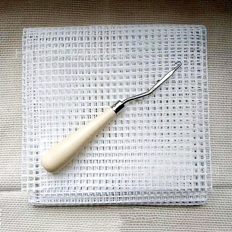 Plastikowa siatka płócienna torba dywan zatrzask dywanik na haki tkanina płócienna dla majsterkowiczów rękojeść hak rzemiosło trwała siatka około 50*50: latch hook zestaw