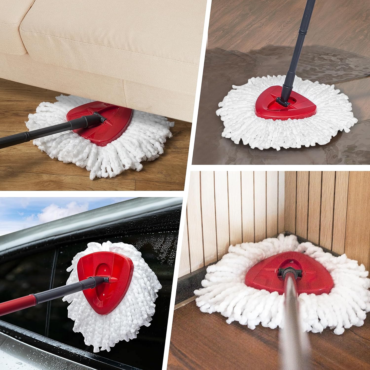Spin Mop Pads for Vileda O-Cedar EasyWring 1-Tank System,Microfiber Spin Mop Heads,Triangle Swivel Mops Refill,Machine Washable