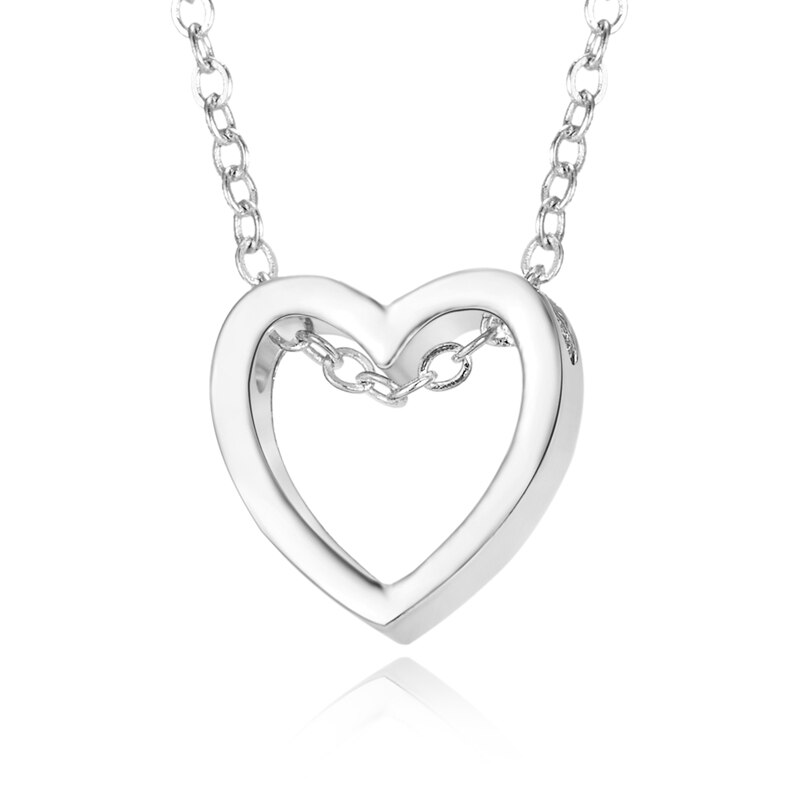 Colares vazados em forma de coração para mulheres, pingentes simples na moda de dia dos namorados, joias de festa, gargantilha: Silver necklace