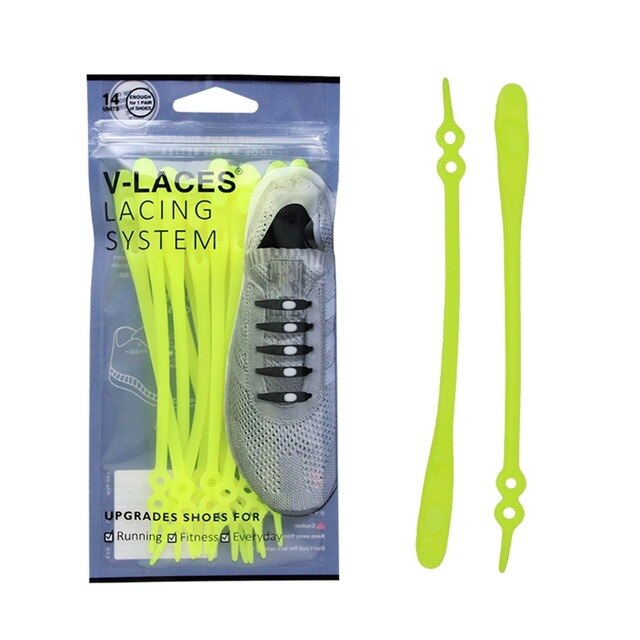 14pcs/set No TIE Lacing system Silicone Shoelace Elastic Shoelaces For Adults/Kids Sports Shoe No Tie Shoes Accessories: Yellow Shoelaces