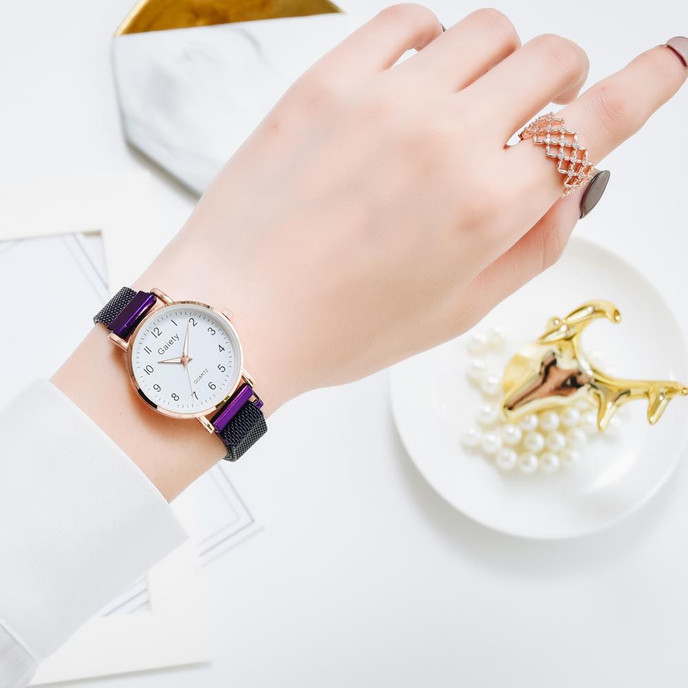 Dameure simple vintage lille urskive ur sød magnet mesh rem sport rose guld armbåndsur reloj mujer