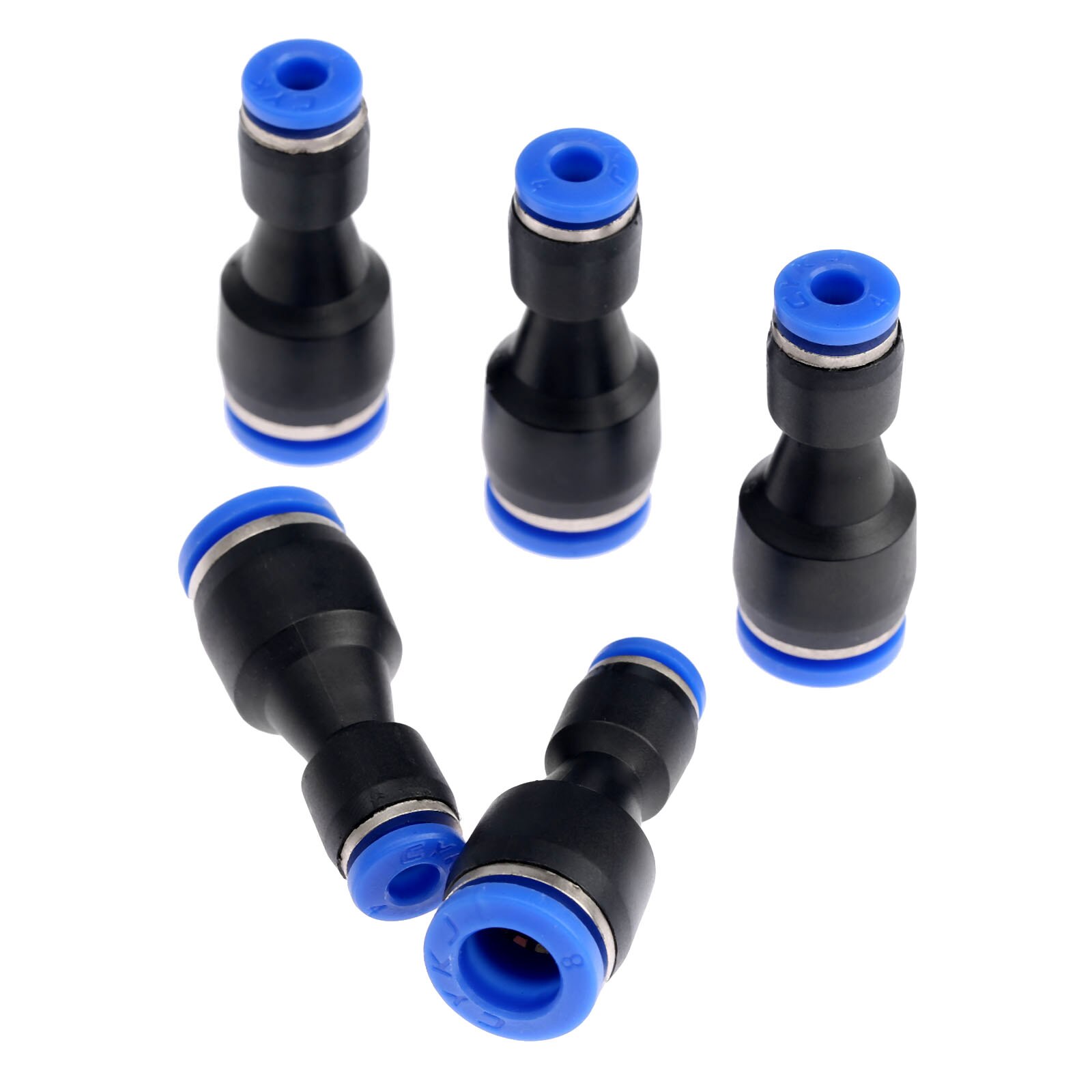5 Pcs Plastic Pneumatische Fittings Push In Straight Reducer Connectors Voor Lucht Vacuüm Waterslang Plastic Pneumatische Onderdelen: 8mm to 4mm
