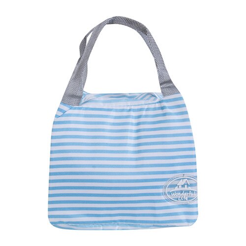 Tragbare Striped Dots muster Lunch Tasche Für Frauen Kinder Thermische Picknick Kühler Isolierte Reise Carry Lagerung Tote Taschen Kühler: Blue stripes