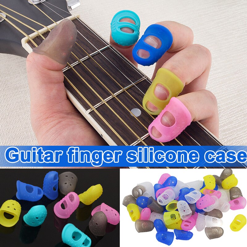 5 Sizes Guitar Fingertip Protectors Silicone Finger Guards for Ukulele Electric Guitar Small Middle Large XD88