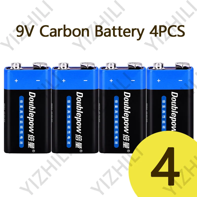 Doublepow 1-10PCS 9 volt battery 9V Disposable Carbon Multimeter Alarm Microphone 6F22 Iron Case Dry Battery: Blue