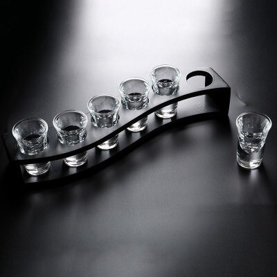 6 stk thule shotglas sæt fed husholdning bar klub tumbler ildvand spiritus vin cocktail pint bullet cup una tazza rack verre: 6 stk 35ml med stativ