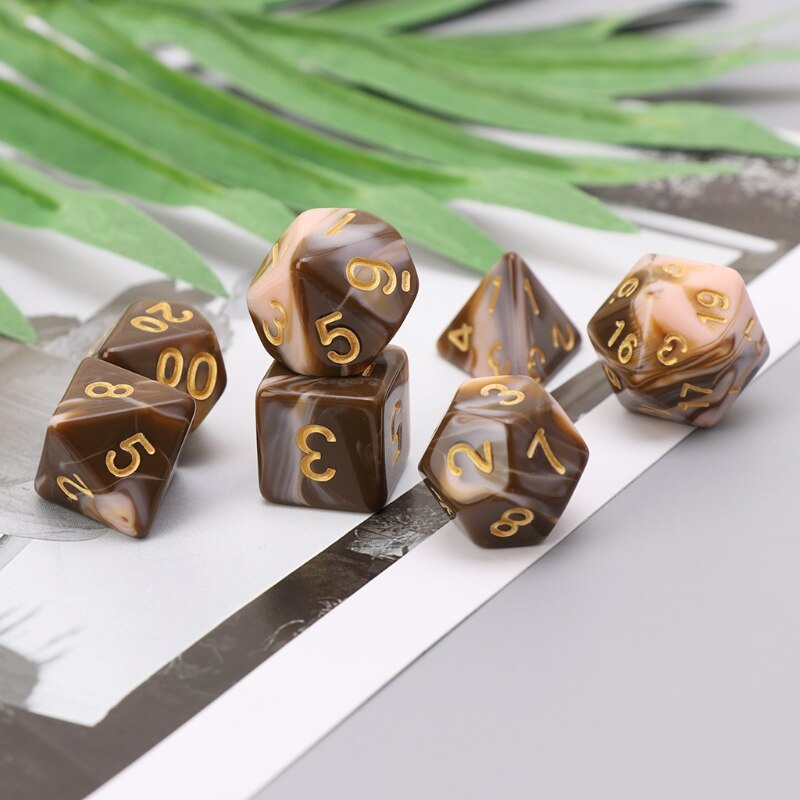 7pcs/set Coffee Milk White color Sided Dice with easy to roll