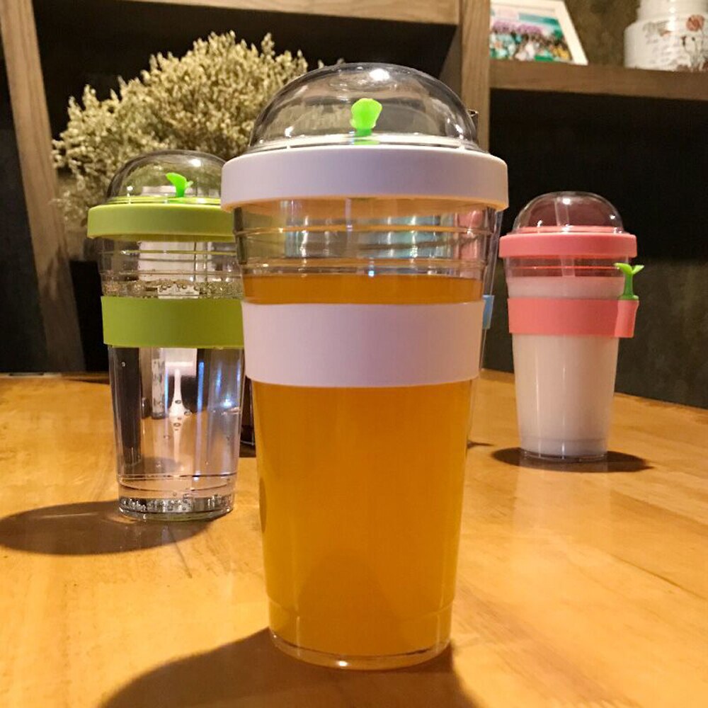 Bärbar plastbubbla te bubbla tebryggare återanvändbar plast kaffekopp läckagesäker kopp kopp te sport tumlare med halm
