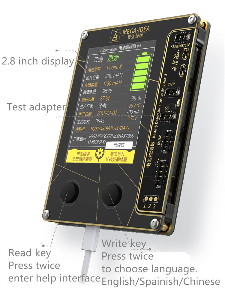 Latest Battery Tester For iPhone XR XS XS MAX X 8 8P 7 7P 6S 6 5 Battery Checker a Key Clear Cycle