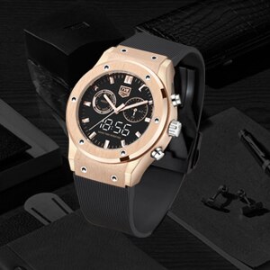 Man Horloge Tvg Topmerk Luxe Mannen Horloges Waterdicht Dual Time Analoge Digitale Quartz Horloge Rose Goud Mannen horloge Siliconen: Default Title