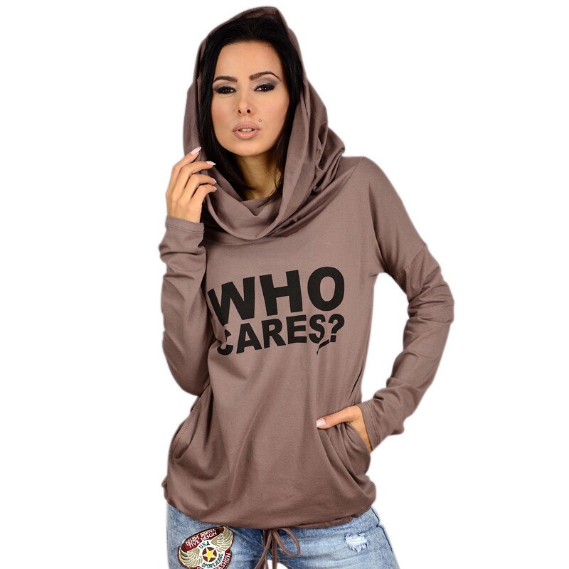 Herfst Vrouwen Hoodies Casual Fleece Losse Sweatshirt Who Cares Gedrukt Vrouwelijke Hoodies Tops