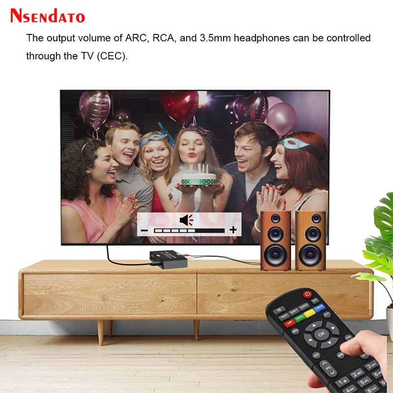 Hdmi arc audio extractor cec return channel 192 khz dac-omvandlare hdmi till optisk koaxial rca 3.5mm stereoljudextraktor för tv