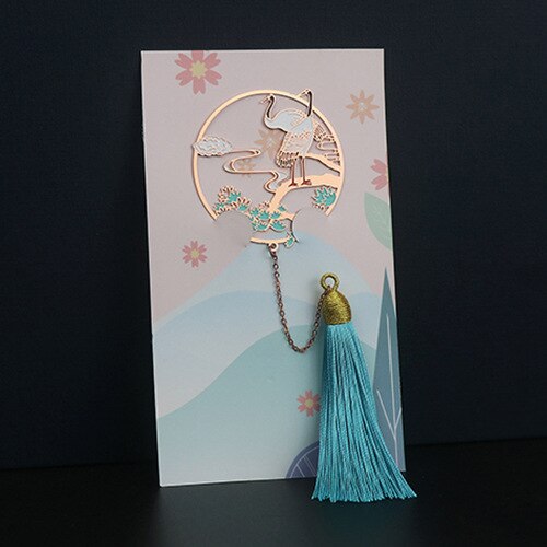 EZONE 1pc metal zakładka żuraw Sztuka zakładka wykwintne pomponem wisiorek dzień nauczyciela dzień matki prezent szkolne materiały biurowe: T2