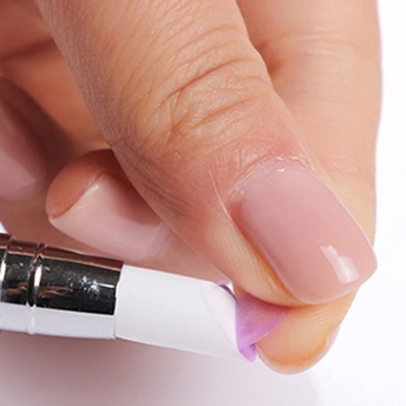 1PC Embossed Silicone Tip Pen Double-headed Nail Brush With Diamond Transparent Handle Nail Polish Salon Nail Sculpture Pen Tool