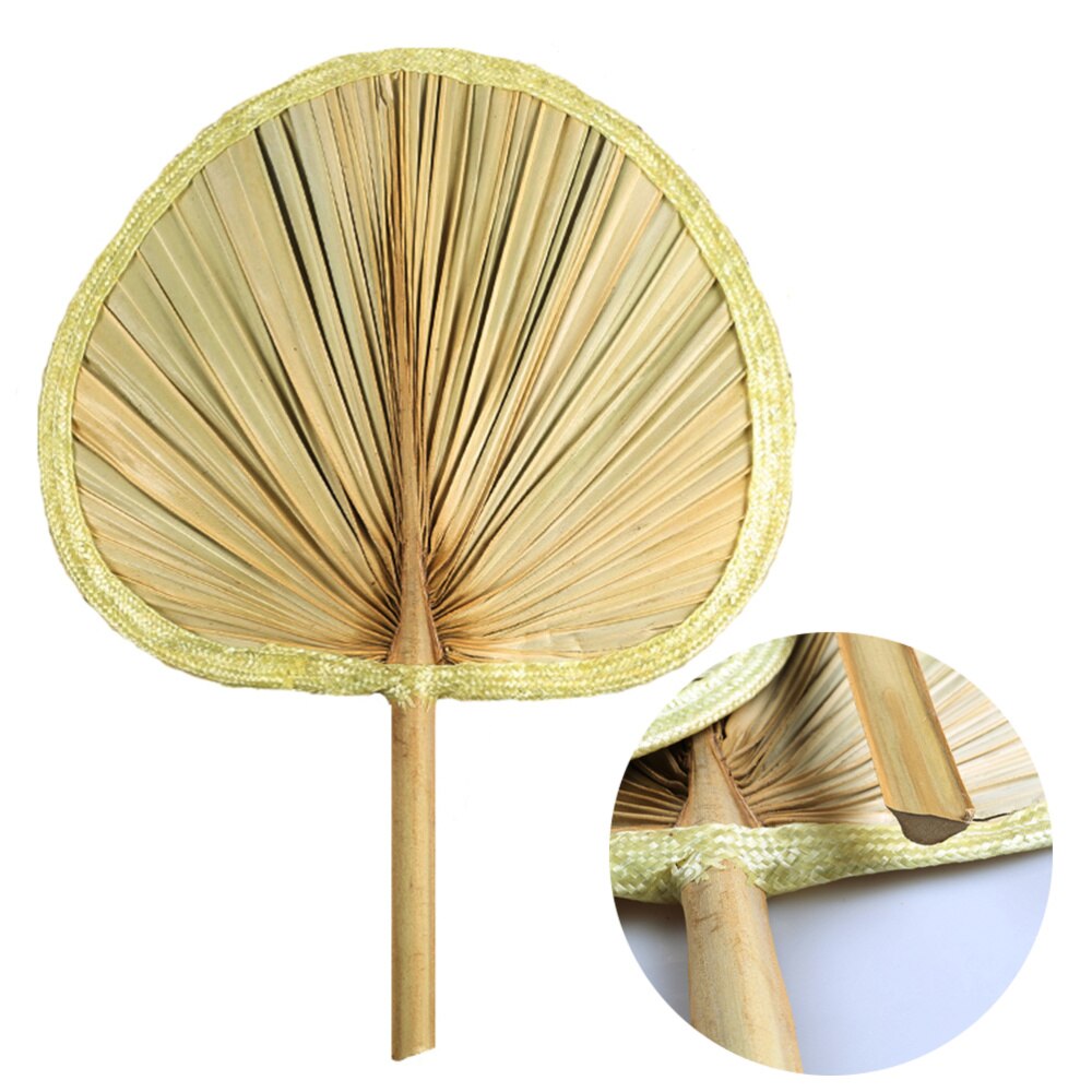 3PCS Hand-made Big Cattail Leaf Fan Old Type Cooling Fan Mosquito Repelling Fan Brown Leaf BBQ Palm-leaf Fan Multi-purpose Handh