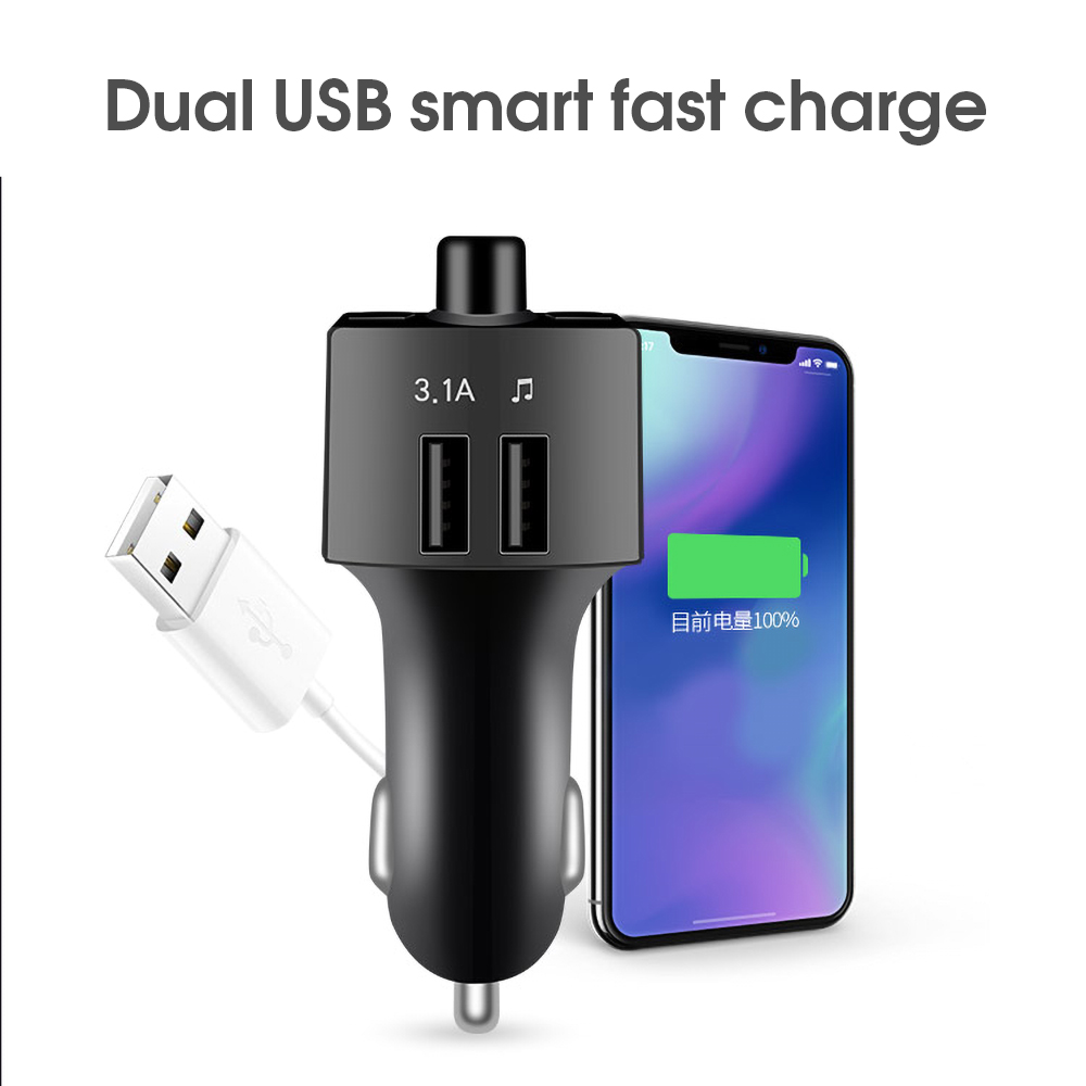 Kebidu auto-kit für  mp3 spieler, freisprecheinrichtung, bluetooth, 5.0 fm sender, dual-usb-autoladegerät, unterstützung für u-disk-musikwiedergabe, fm-modulator