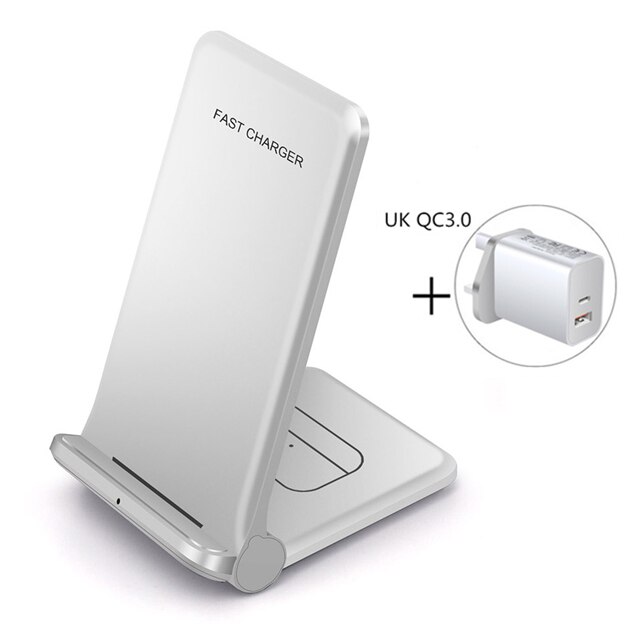 2 in 1 20W Qi Drahtlose Ladegerät Dock für Samsung S21 S20 S10 Dual Schnelle Ladestation Pad Für IPhone 12 11 XS XR X 8 Airpods Profi: weiß mit UK stecker