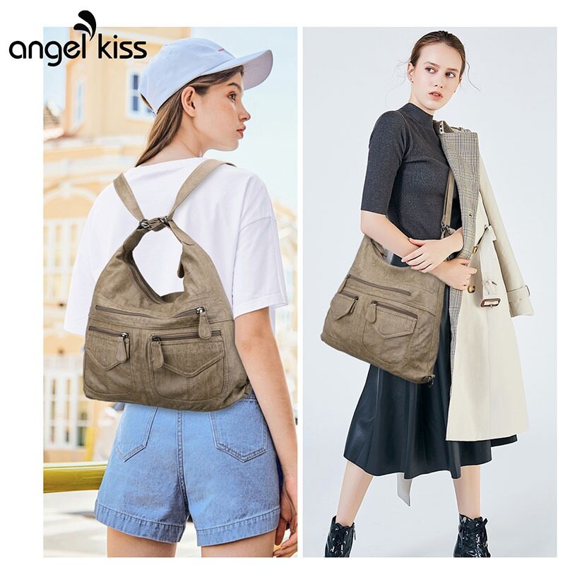 Angelkiss borse da donna borse a tracolla di moda acquirente in PU morbido borsa a tracolla piccola borsa a tracolla per donna borsa per telefono di grande capacità