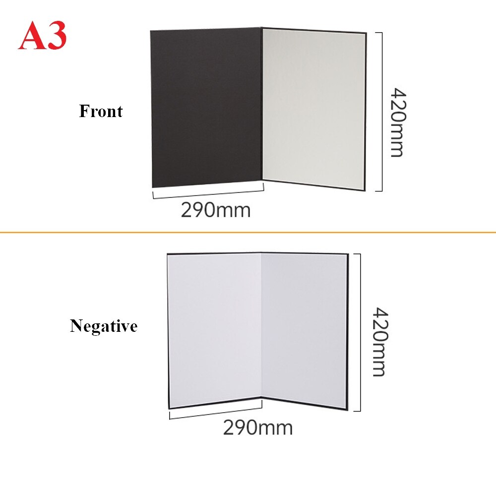 A3/A4 Thickened Double-Sided Foldable Cardboard White Black Silver Gold Reflector Absorb Light Thick Reflective Paper for Glass: A3 Black Silver