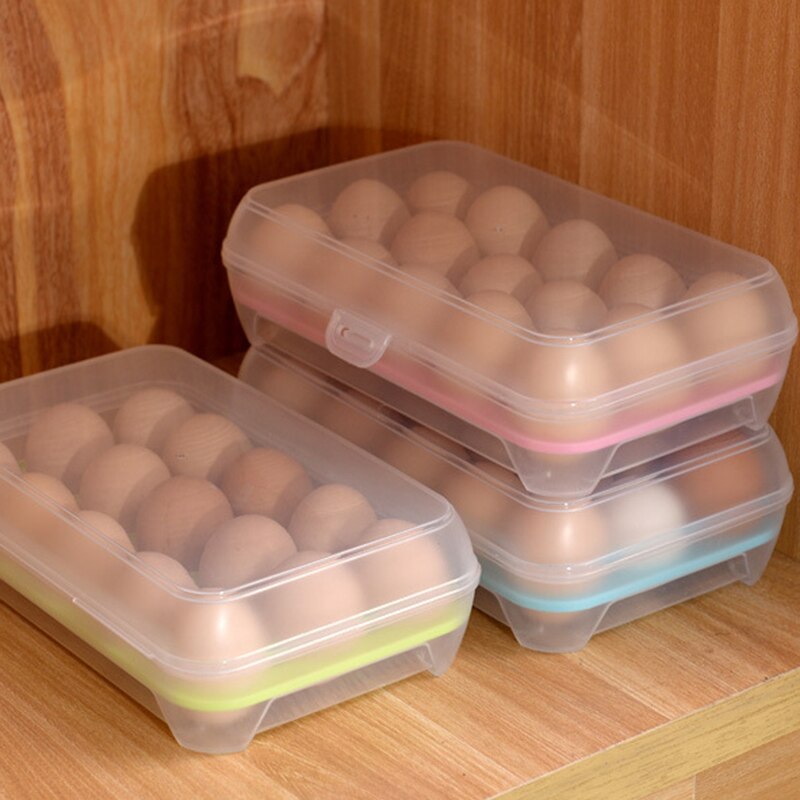 Japansk stil 15 æg anti-kollisions opbevaringsboks køleskab opbevaring crisper bærbar æggebakke
