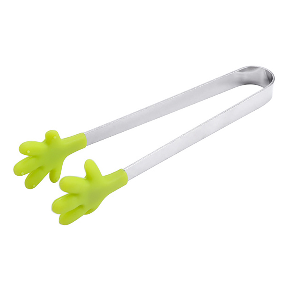 Køkken rustfrit stål silikone tang bbq bbq grill tang salat brød tang miljøvenlig køkkengrej køkken gadgets: Grøn