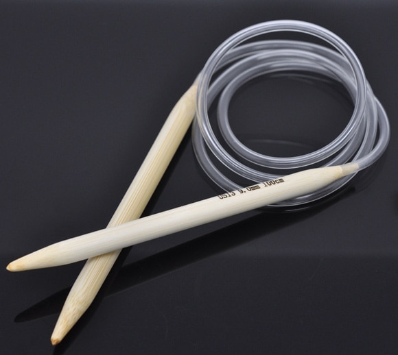 9mm Bamboo Hand Sewing Circular Knitting Needle Set Crochet Hook Transparant Tube Craft Weaving Needlework Tool 100cm long, 1 PC