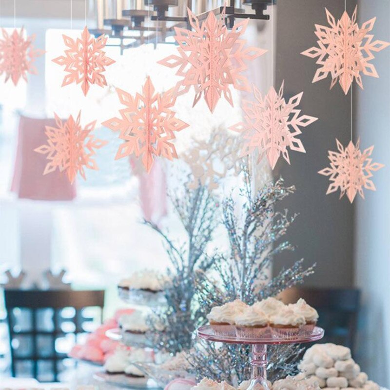 Decoraciones de copos de nieve de Navidad para de Frozen, guirnaldas de papel huecas 3D, adorno de nieve falsa, decoraciones de invierno para el hogar