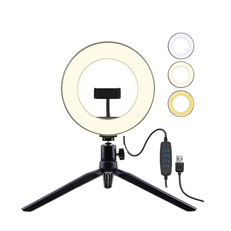 6-10 pollici Ha Condotto La Luce Anello Selfie Fotografia Lampada Da Studio con il Telefono Treppiede Photo Holder Supporto Da Tavolo Usb per youtube Trucco Dal Vivo