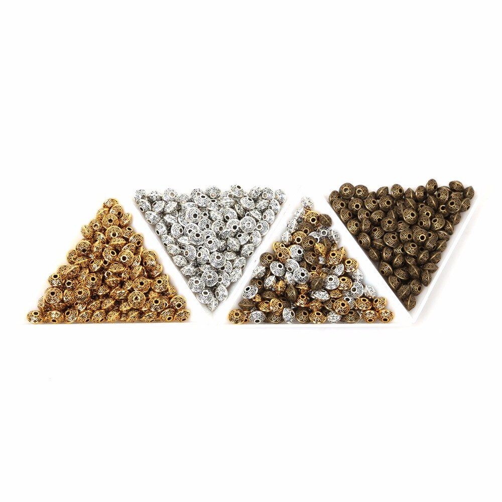 50 stuks tibetaanse ronde ovale metalen kralen voor het maken van sieraden, doe-het-zelf zinklegering bedelaccessoire voor het maken van sieradenarmbanden