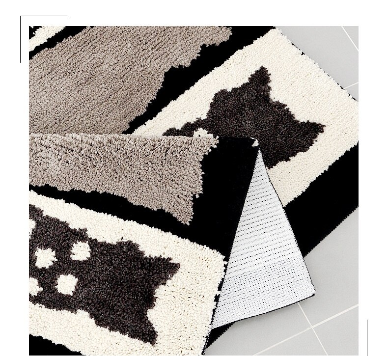 Noir blanc Animal chat imprimé bienvenue tapis de sol salle de bain cuisine tapis paillasson chat tapis de sol salon anti-dérapant Tapete