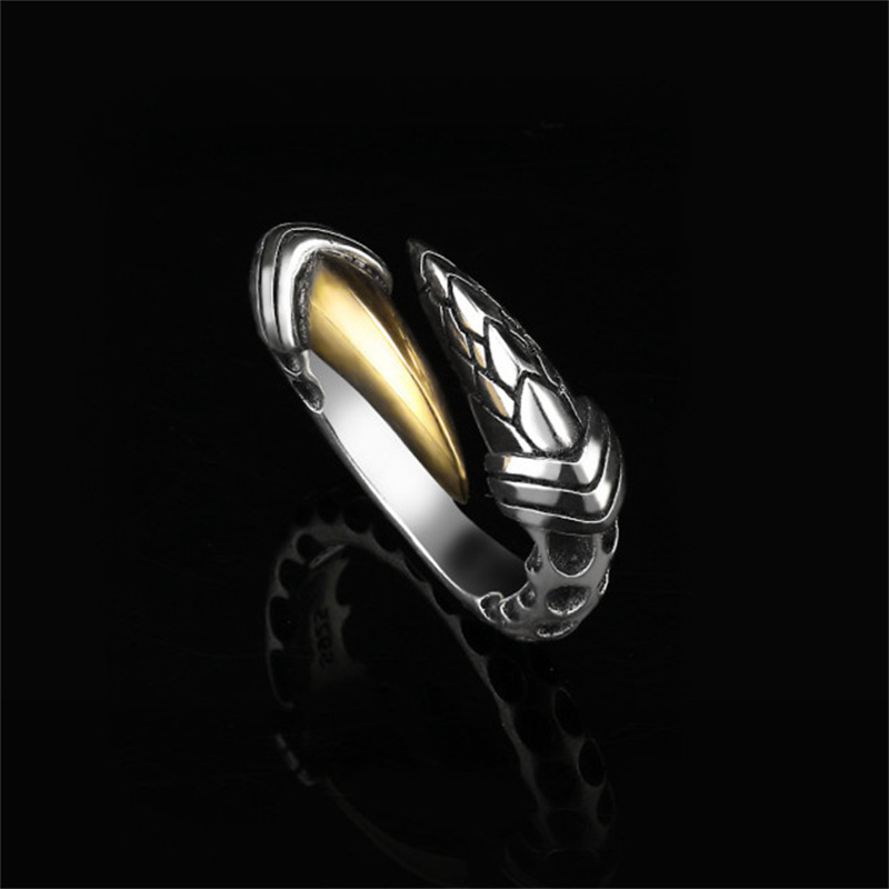 Anello con artiglio di drago retrò di personalità Accessori per dita maschili Anello in argento sterling 925 vintage per gioielli da uomo regolabili