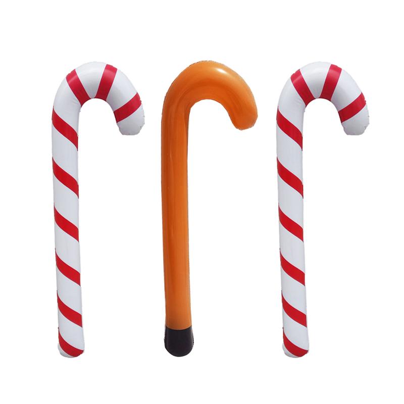 Kerst Inflatie Wandelstokken Streep Patroon 87Cm Xmas Party Supplies Kerst Krukken Voor Festival Opblaasbare Speelgoed: 3Pcs