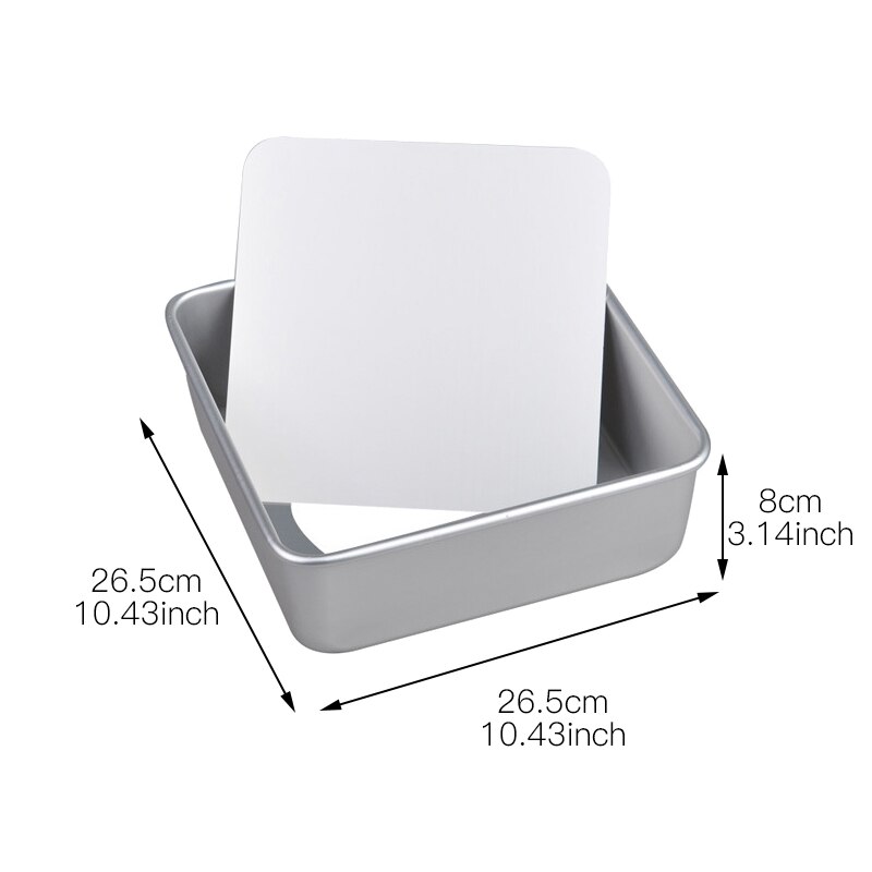 1set Aluminum Alloy Square Cake Mould Cake Baking Pan Pudding Cheesecake Mold Set with Removable Bottom: 10inch